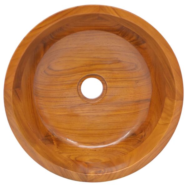 vidaXL Basin Solid Wood Teak Î¦15.7"x3.9" - Image 4