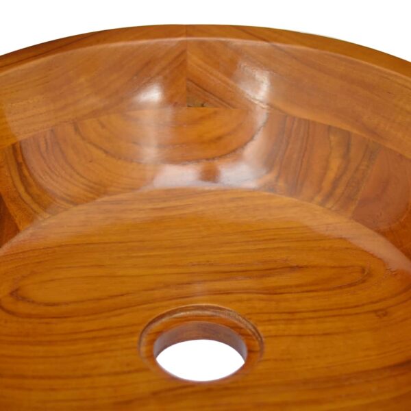 vidaXL Basin Solid Wood Teak Î¦15.7"x3.9" - Image 5