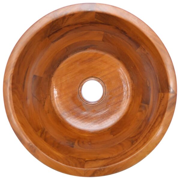 vidaXL Basin Solid Wood Teak Î¦15.7"x7.9" - Image 4