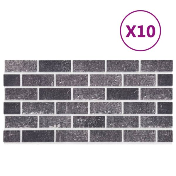 vidaXL 3D Wall Panels with Black & Gray Brick Design 10 pcs EPS - Image 3