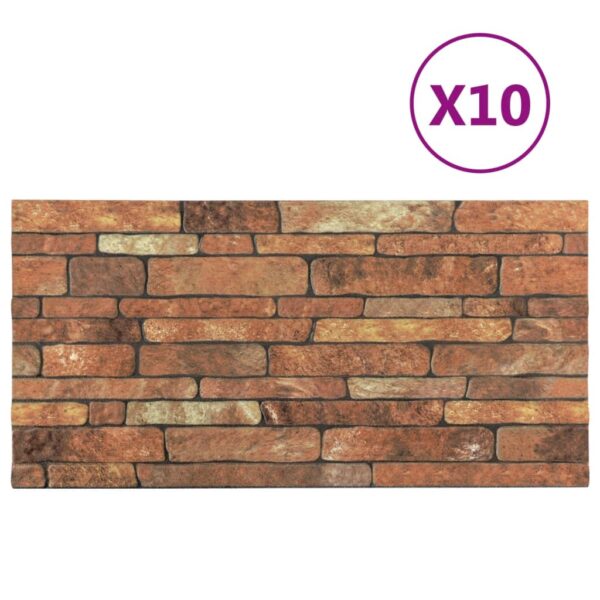 vidaXL 3D Wall Panels with Brown Brick Design 10 pcs EPS - Image 3