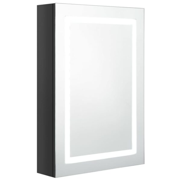 vidaXL LED Bathroom Mirror Cabinet Shining Black 19.7"x5.1"x27.6" - Image 2