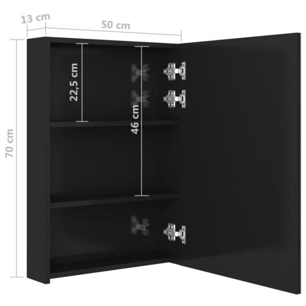 vidaXL LED Bathroom Mirror Cabinet Shining Black 19.7"x5.1"x27.6" - Image 8