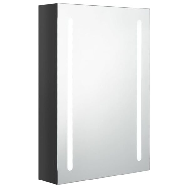 vidaXL LED Bathroom Mirror Cabinet Shining Black 19.7"x5.1"x27.6" - Image 2