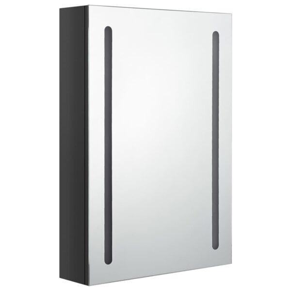 vidaXL LED Bathroom Mirror Cabinet Shining Black 19.7"x5.1"x27.6" - Image 3