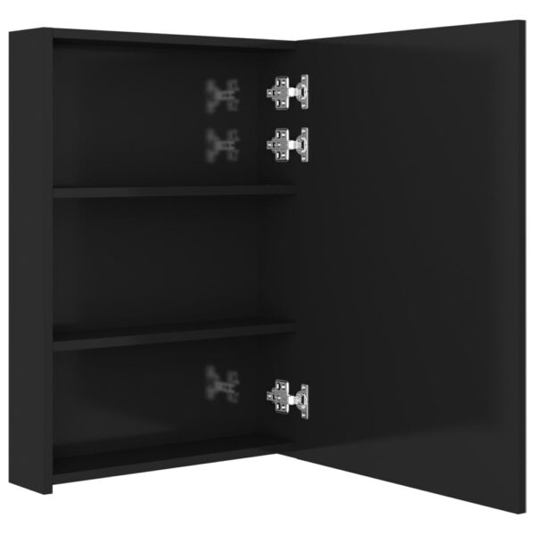 vidaXL LED Bathroom Mirror Cabinet Shining Black 19.7"x5.1"x27.6" - Image 5