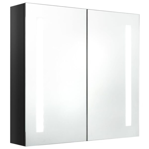 vidaXL LED Bathroom Mirror Cabinet Shining Black 24.4"x5.5"x23.6" - Image 2