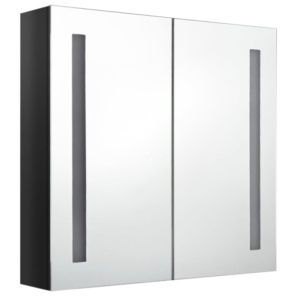 vidaXL LED Bathroom Mirror Cabinet Shining Black 24.4"x5.5"x23.6" - Image 3