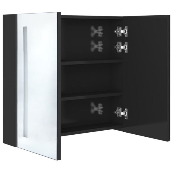 vidaXL LED Bathroom Mirror Cabinet Shining Black 24.4"x5.5"x23.6" - Image 5