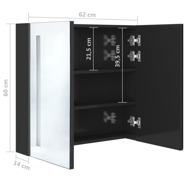 vidaXL LED Bathroom Mirror Cabinet Shining Black 24.4"x5.5"x23.6" - Image 8