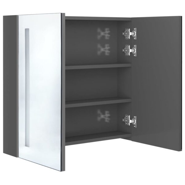 vidaXL LED Bathroom Mirror Cabinet Shining Gray 24.4"x5.5"x23.6" - Image 5