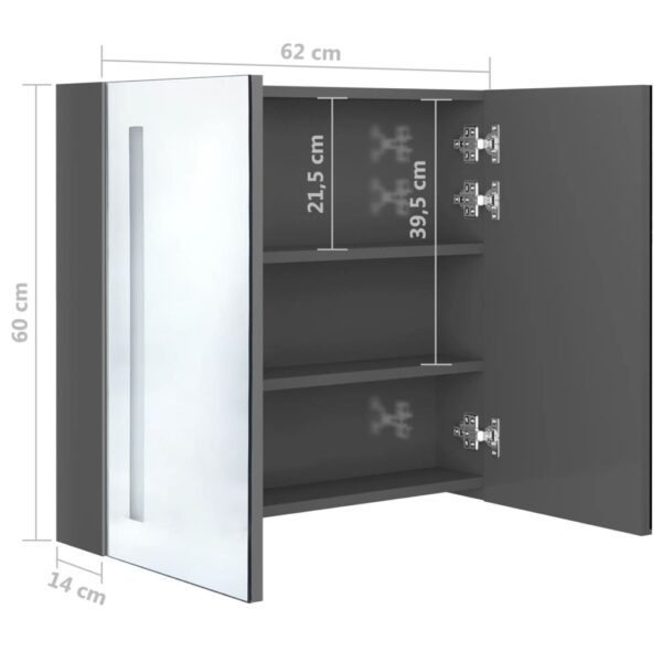 vidaXL LED Bathroom Mirror Cabinet Shining Gray 24.4"x5.5"x23.6" - Image 8