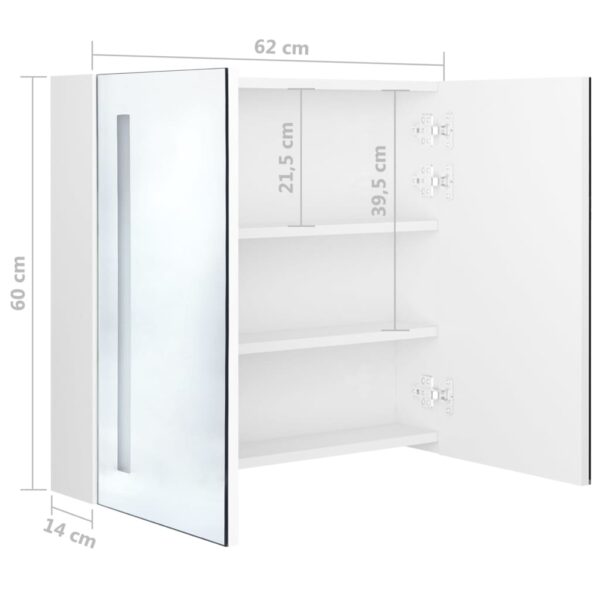 vidaXL LED Bathroom Mirror Cabinet Shining White 24.4"x5.5"x23.6" - Image 8