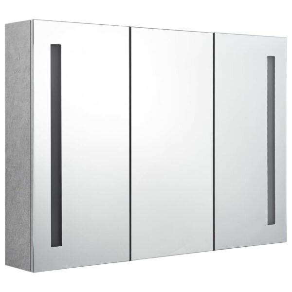 vidaXL LED Bathroom Mirror Cabinet Concrete Gray 35"x5.5"x24.4" - Image 2