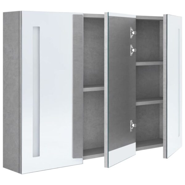 vidaXL LED Bathroom Mirror Cabinet Concrete Gray 35"x5.5"x24.4" - Image 4