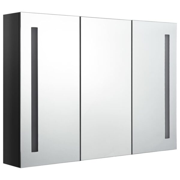 vidaXL LED Bathroom Mirror Cabinet 35"x5.5"x24.4" Shining Black - Image 2