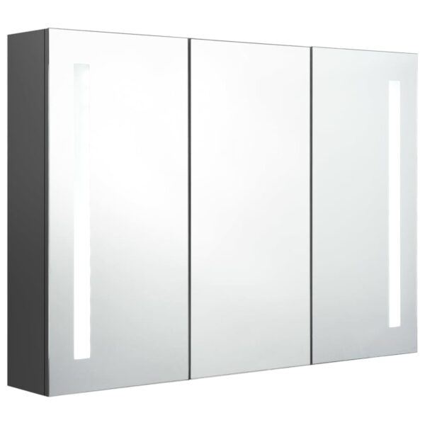 vidaXL LED Bathroom Mirror Cabinet 35"x5.5"x24.4" Gray - Image 3