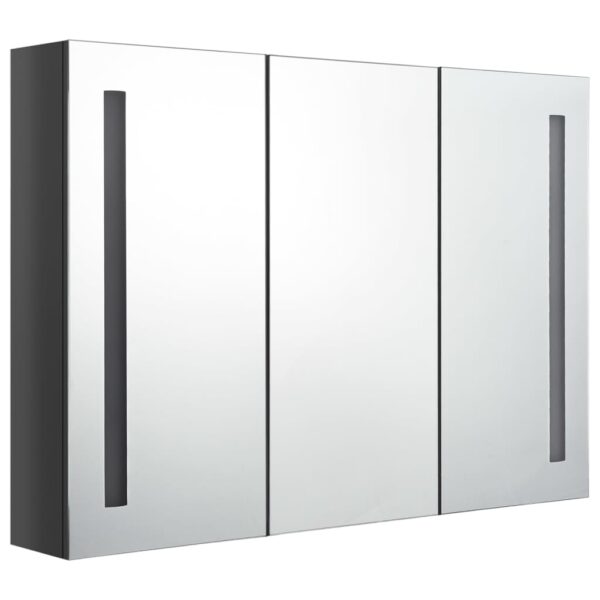 vidaXL LED Bathroom Mirror Cabinet 35"x5.5"x24.4" Shining Gray - Image 2