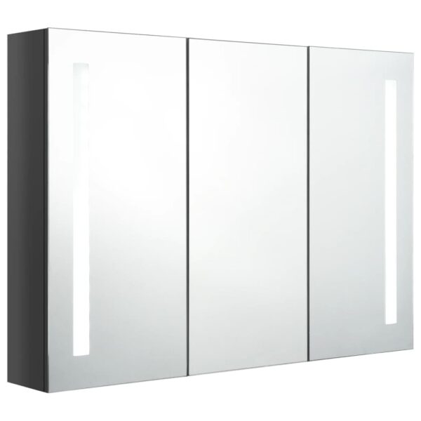 vidaXL LED Bathroom Mirror Cabinet 35"x5.5"x24.4" Shining Gray - Image 3