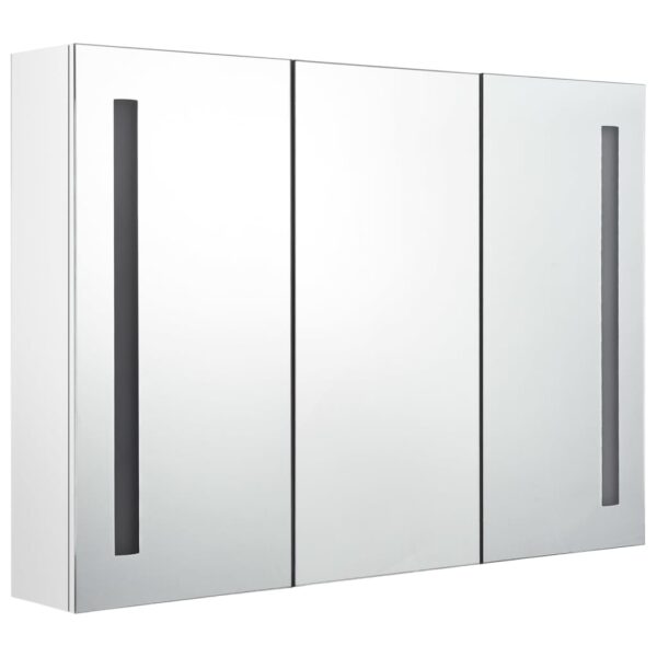 vidaXL LED Bathroom Mirror Cabinet 35"x5.5"x24.4" Shining White - Image 4