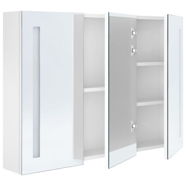 vidaXL LED Bathroom Mirror Cabinet 35"x5.5"x24.4" Shining White - Image 5