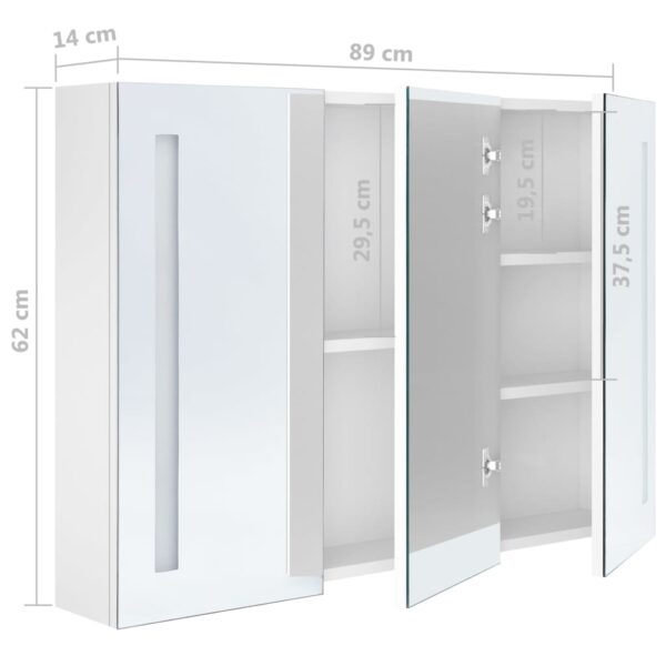 vidaXL LED Bathroom Mirror Cabinet 35"x5.5"x24.4" Shining White - Image 8