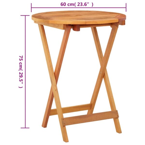 vidaXL Folding Patio Table Ã˜23.6"x29.5" Solid Eucalyptus Wood - Image 5