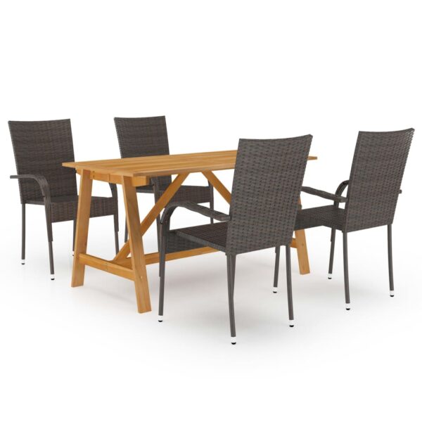 vidaXL 5 Piece Patio Dining Set Brown