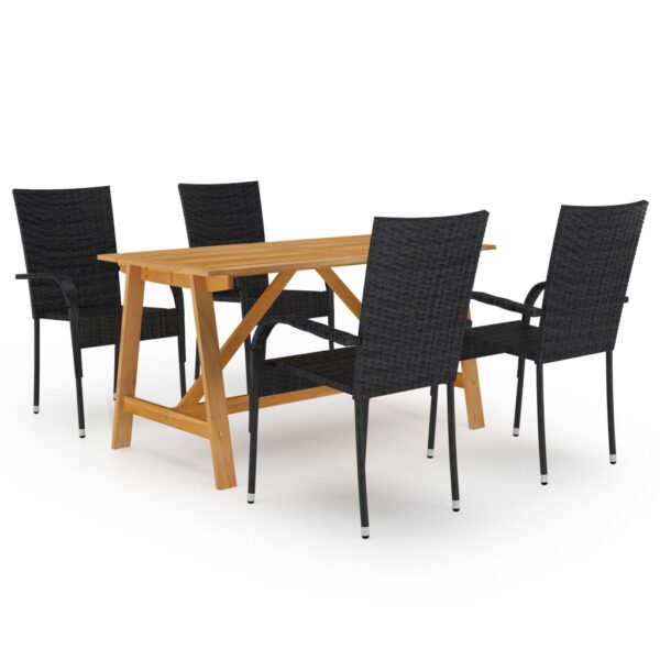 vidaXL 5 Piece Patio Dining Set Black