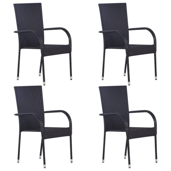 vidaXL 5 Piece Patio Dining Set Black - Image 2