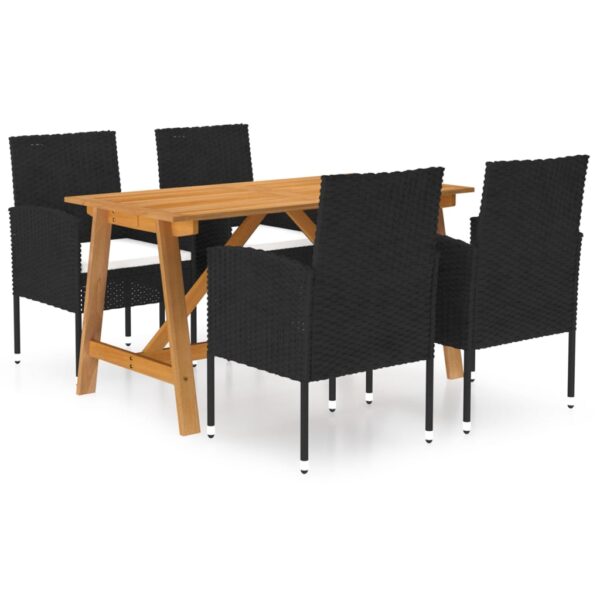 vidaXL 5 Piece Patio Dining Set Black