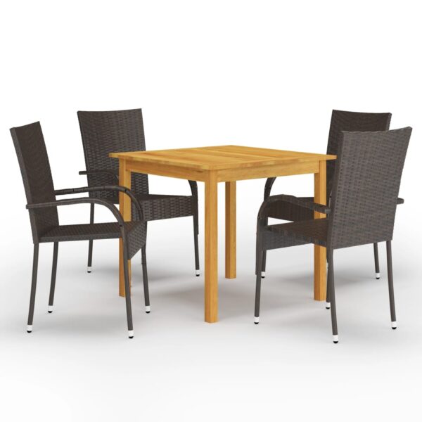 vidaXL 5 Piece Patio Dining Set Brown