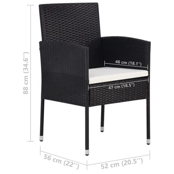 vidaXL 3 Piece Patio Dining Set Black - Image 8