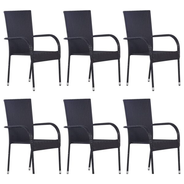 vidaXL 7 Piece Patio Dining Set Black - Image 5