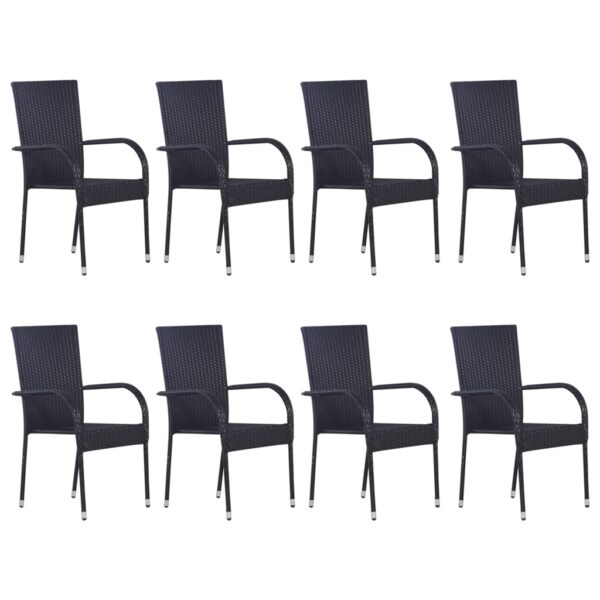 vidaXL 9 Piece Patio Dining Set Black - Image 5