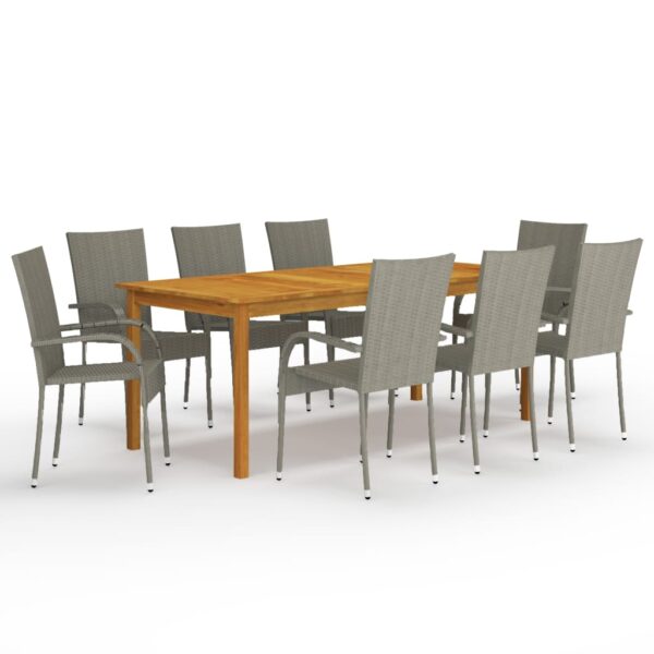 vidaXL 9 Piece Patio Dining Set Gray