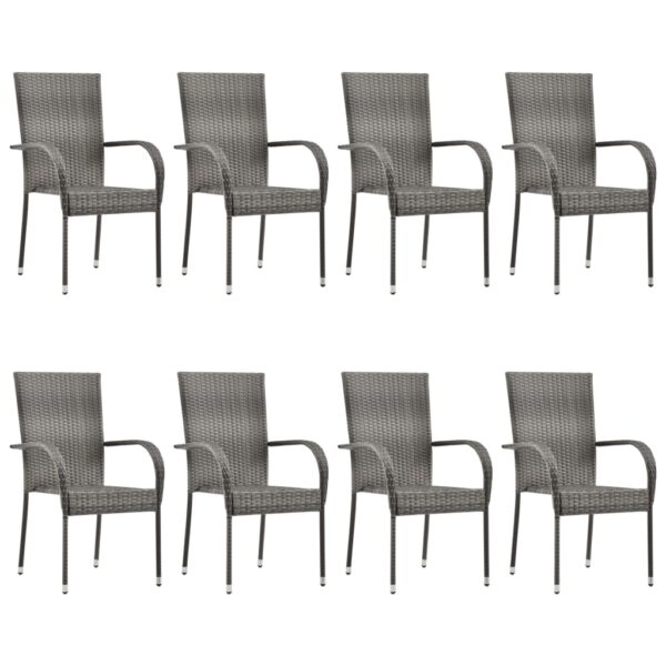 vidaXL 9 Piece Patio Dining Set Gray - Image 5