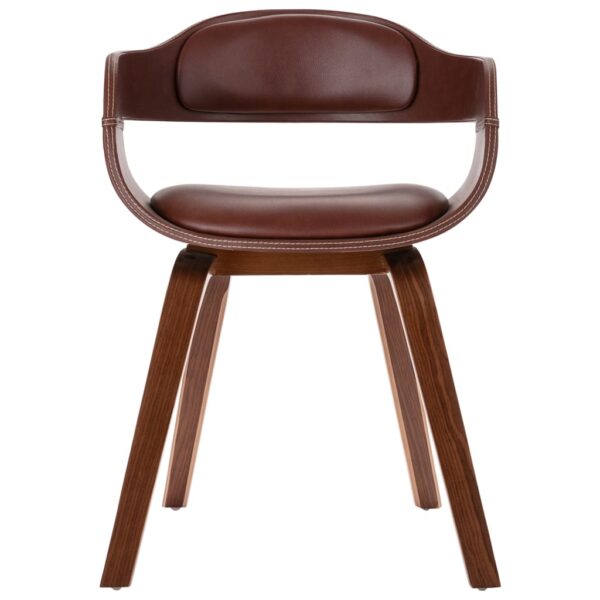 vidaXL Dining Chair Brown Bentwood and Faux Leather - Image 2