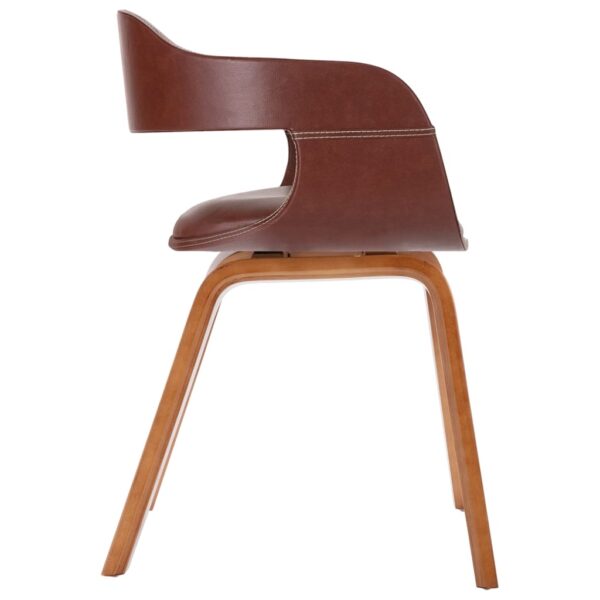 vidaXL Dining Chair Brown Bentwood and Faux Leather - Image 3