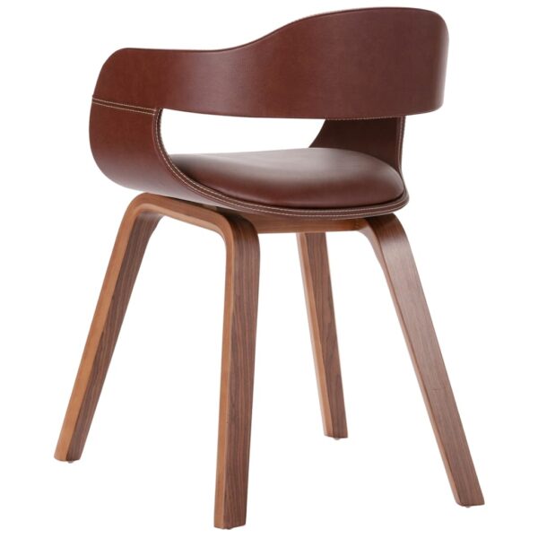 vidaXL Dining Chair Brown Bentwood and Faux Leather - Image 4