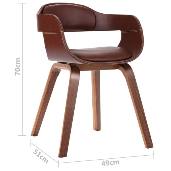 vidaXL Dining Chair Brown Bentwood and Faux Leather - Image 6