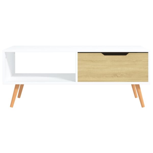 vidaXL Coffee Table White and Sonoma Oak 39.4"x19.5"x16.9" Engineered Wood - Image 3