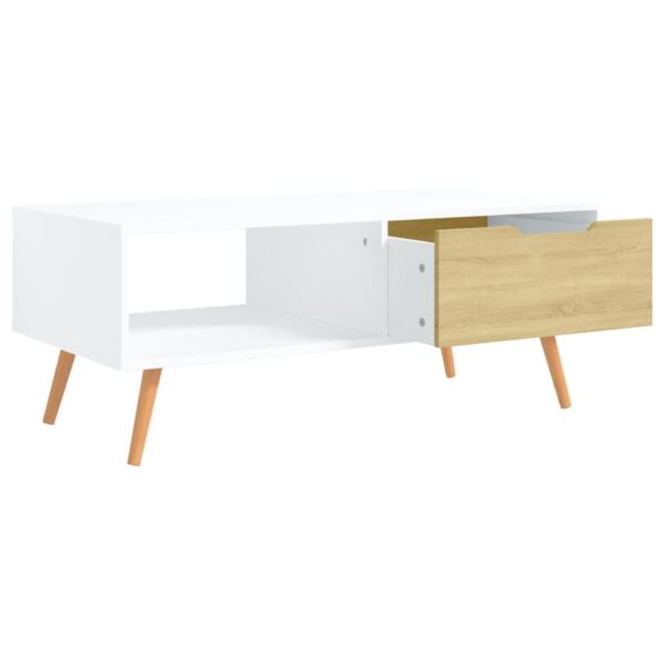 vidaXL Coffee Table White and Sonoma Oak 39.4"x19.5"x16.9" Engineered Wood - Image 5