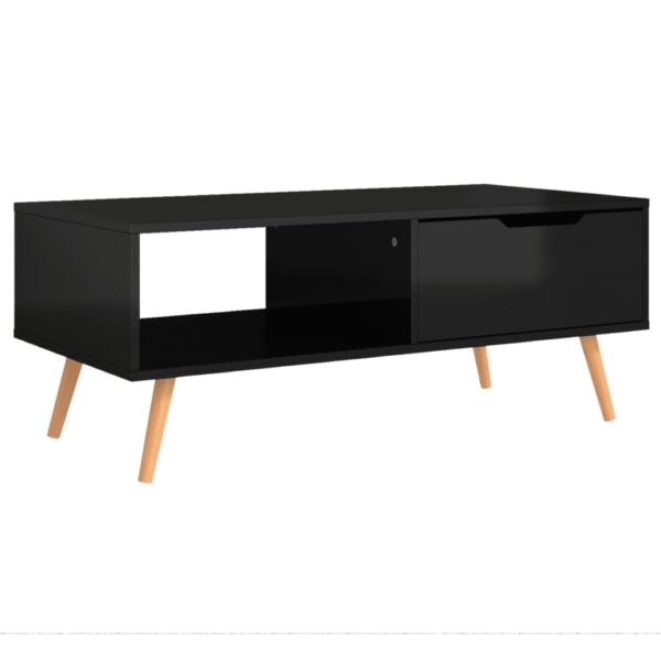 vidaXL Coffee Table High Gloss Black 39.4"x19.5"x16.9" Engineered Wood - Image 2