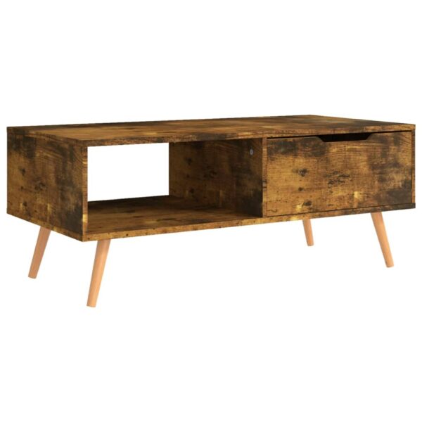 vidaXL Coffee Table Smoked Oak 39.4"x19.5"x16.9" Engineered Wood - Image 2