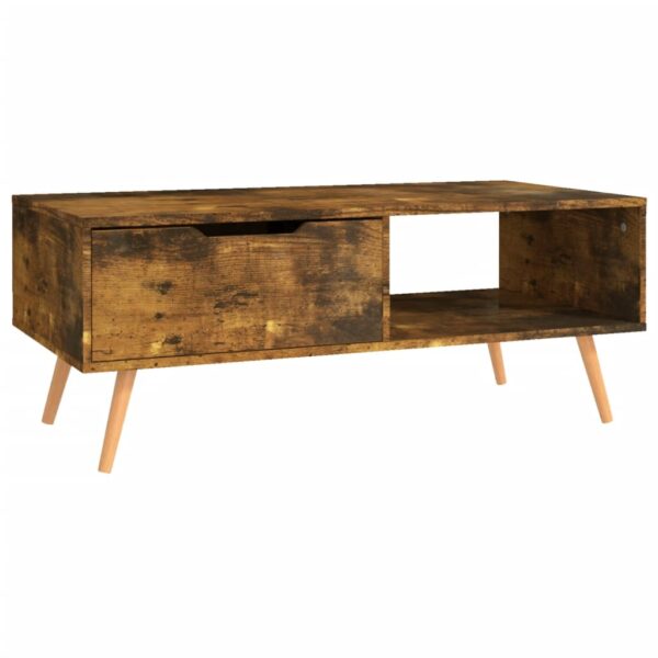 vidaXL Coffee Table Smoked Oak 39.4"x19.5"x16.9" Engineered Wood - Image 4