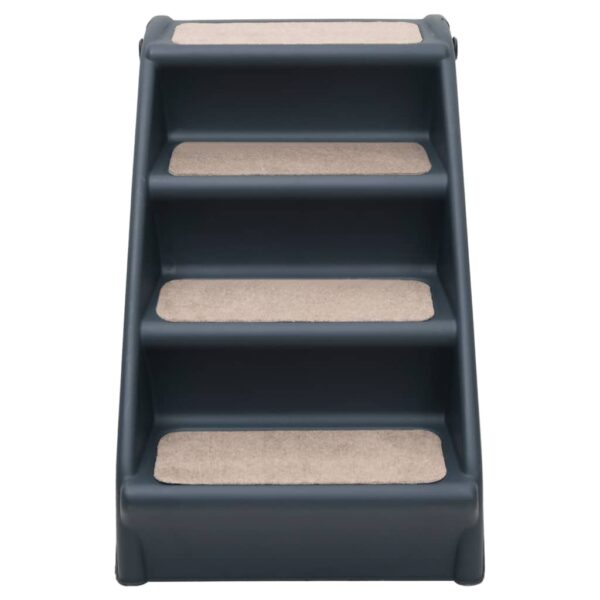 vidaXL Folding 4-Step Dog Stairs Dark Gray - Image 3