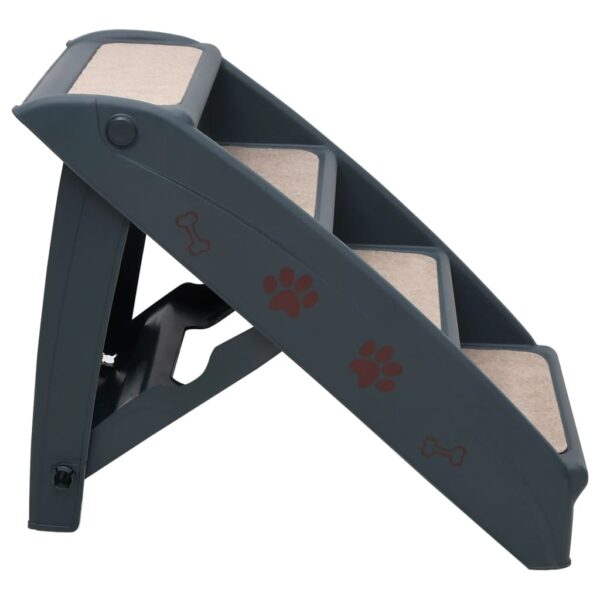 vidaXL Folding 4-Step Dog Stairs Dark Gray - Image 4