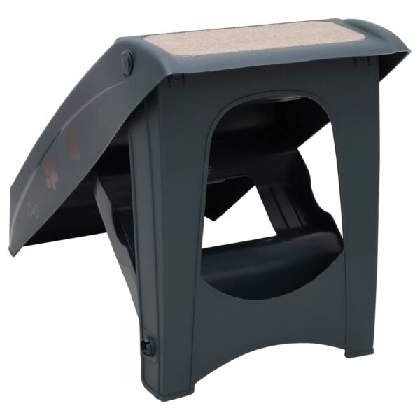 vidaXL Folding 4-Step Dog Stairs Dark Gray - Image 5