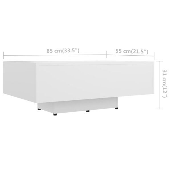 vidaXL Coffee Table White 33.5"x21.7"x12.2" Engineered Wood - Image 6